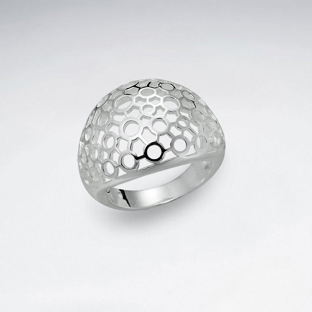 Delicate Perforated Filigree Silver Ring