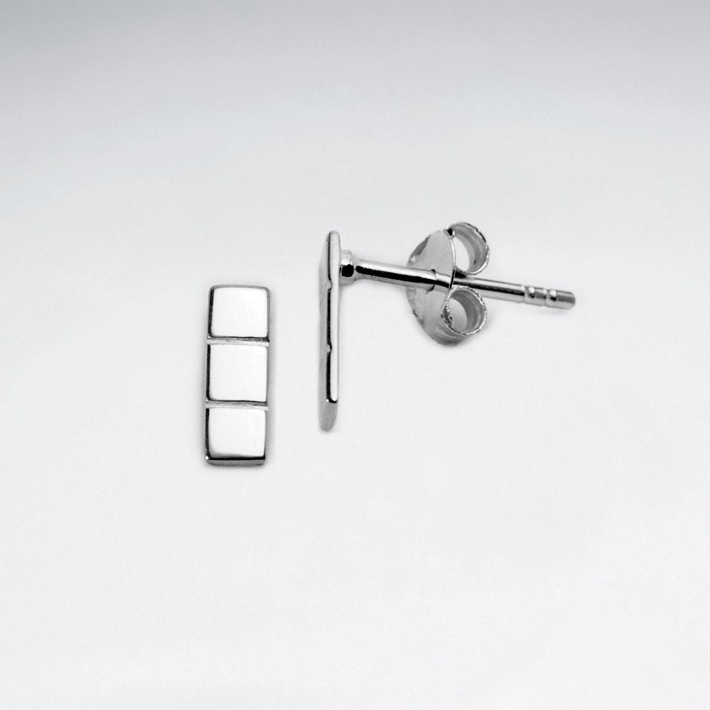 Geometric Lines Sterling Silver Stud Earrings