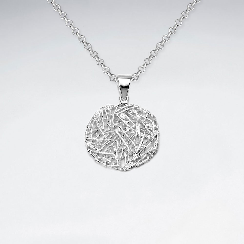 Bird's Nest Circle Pendant in Sterling Silver
