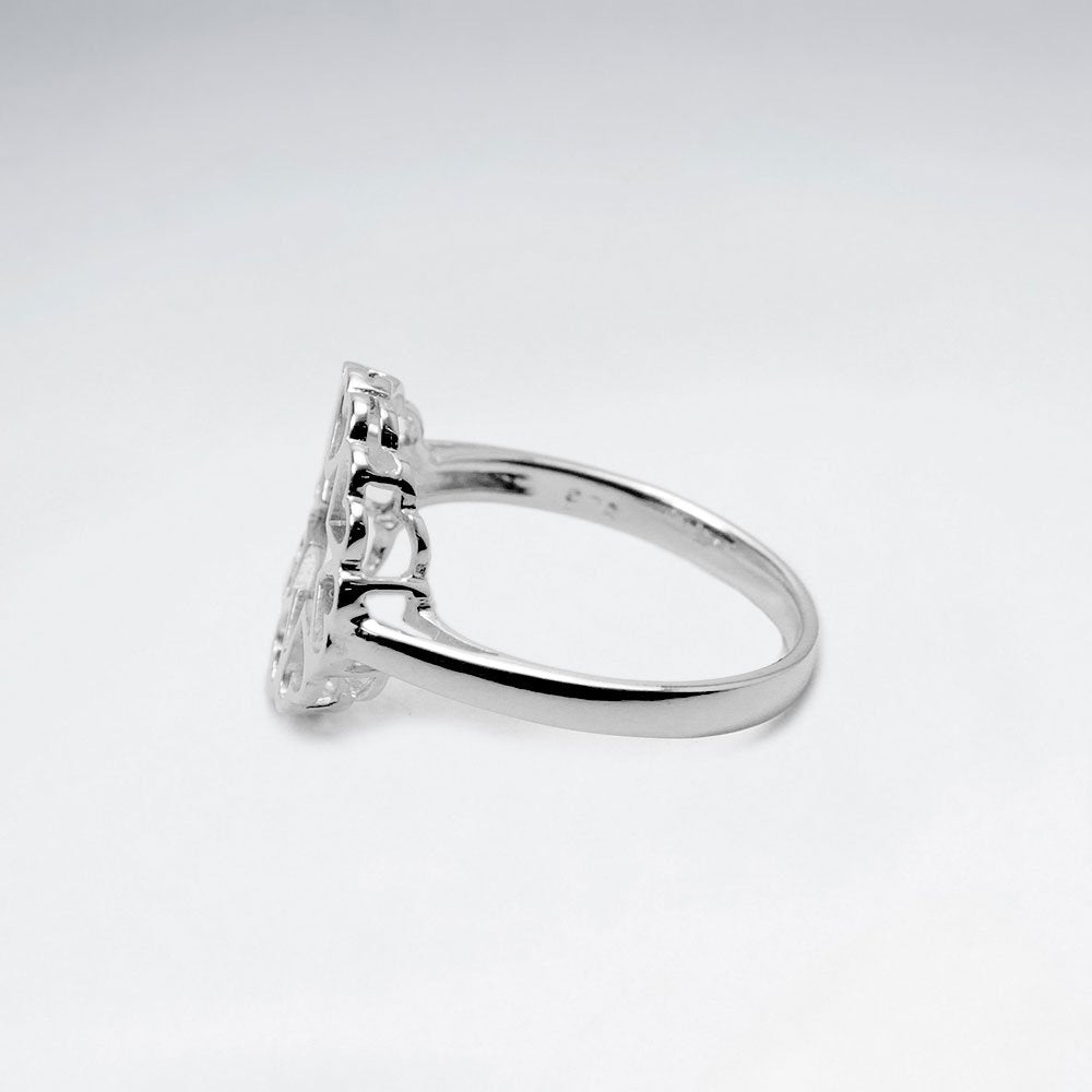 Heart Circle Openwork Sterling Silver Ring