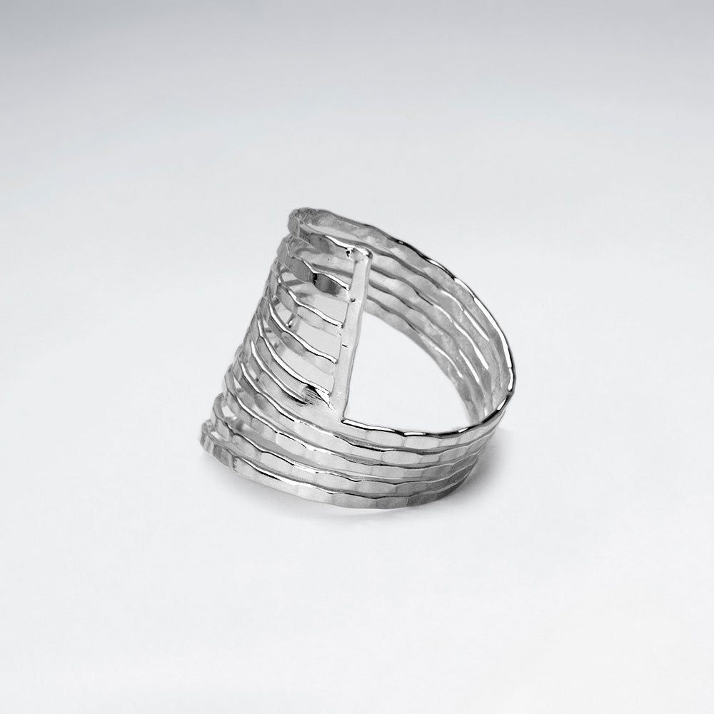 Wide Openwork Zebra Stripe Sterling Silver Statement Ring