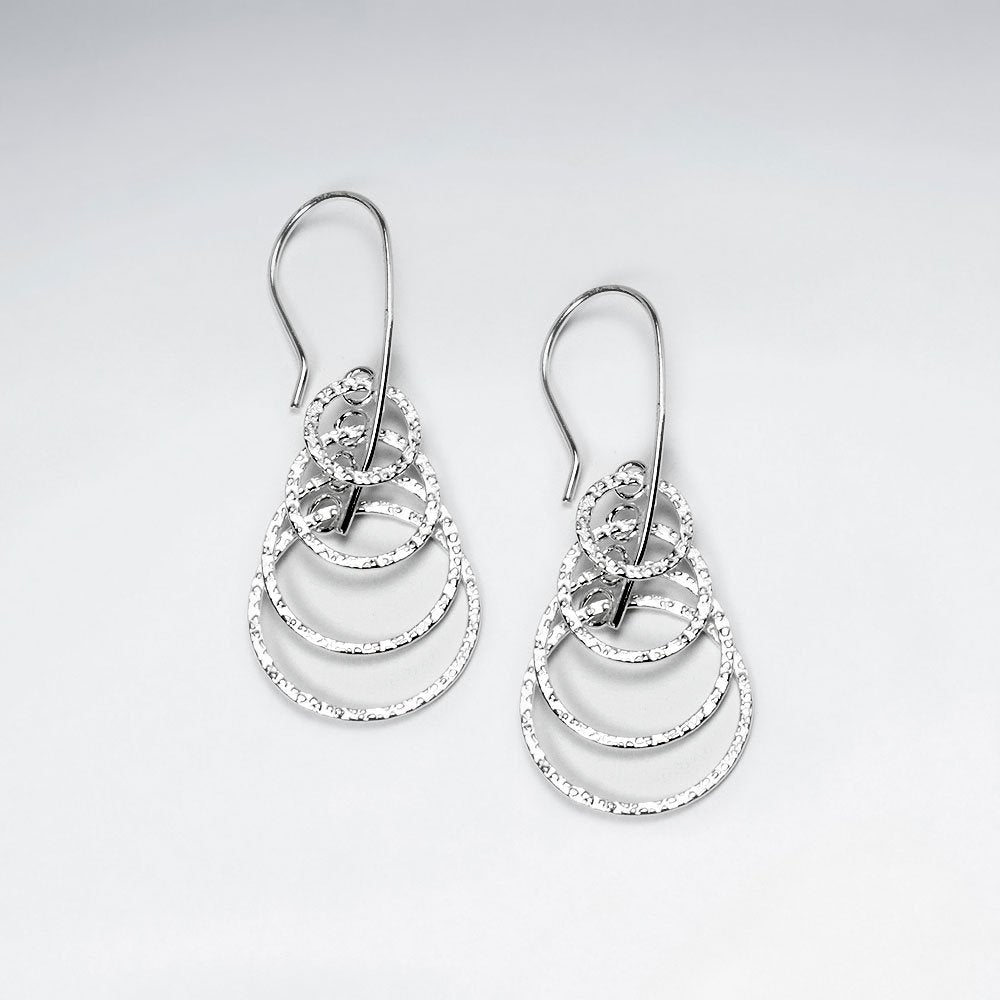 Sterling Silver Cascade Hammered Circle Dangle Earrings