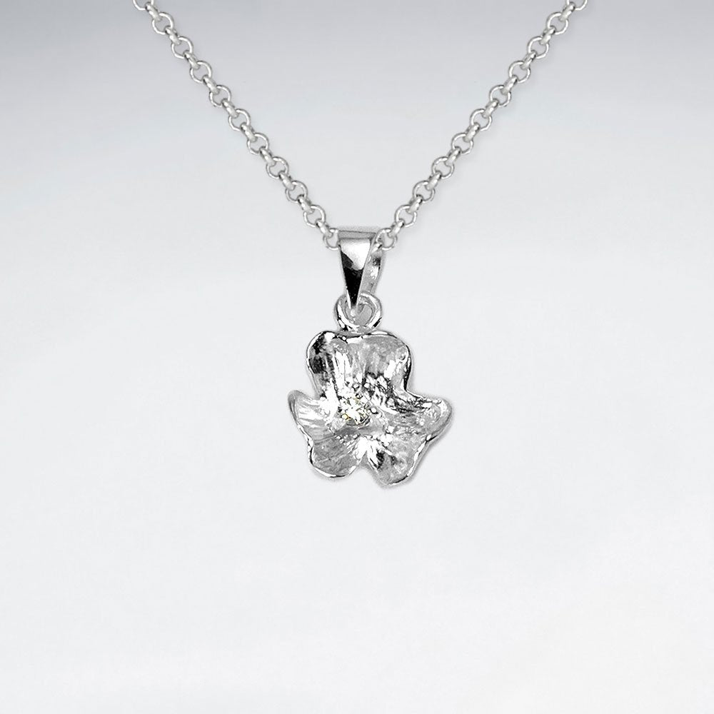 Polished Upturned Flower Pendant in Sterling Silver