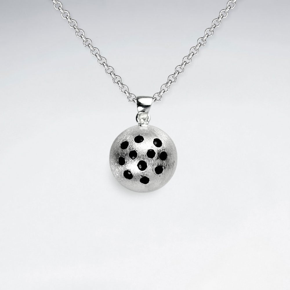 Sterling Silver Enamel Dotted Domed Circle Pendant