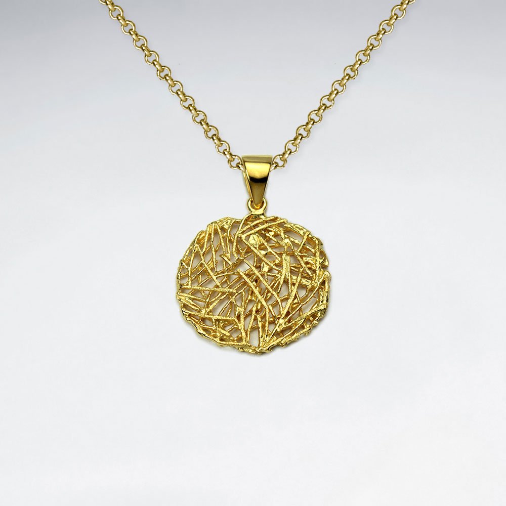 Bird's Nest Circle Pendant in Sterling Silver