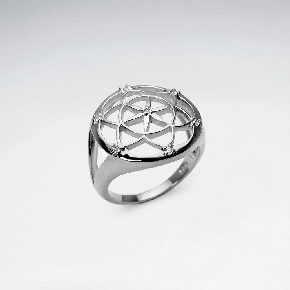 Openwork Filigree Star Flower Ring in Sterling Silver