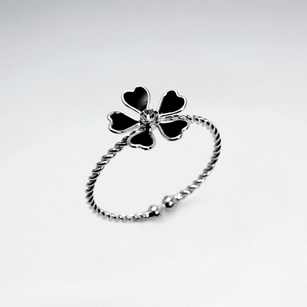 Open Ended Sterling Silver Enamel Flower Ring