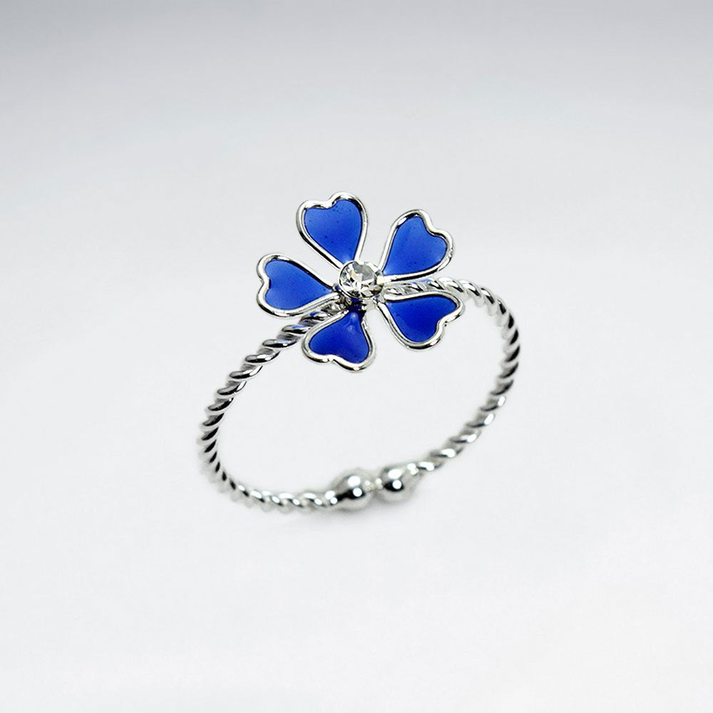 Open Ended Sterling Silver Enamel Flower Ring
