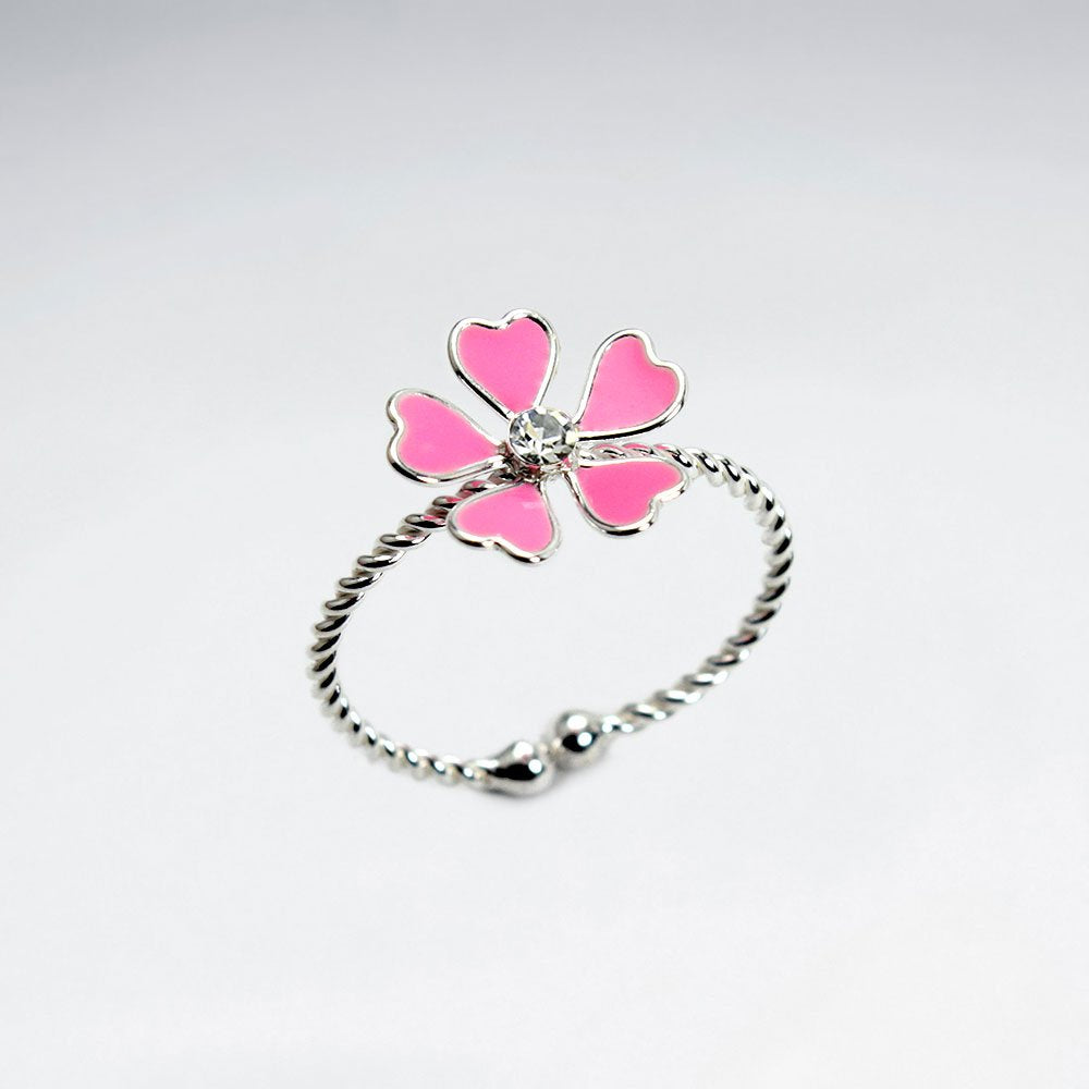 Open Ended Sterling Silver Enamel Flower Ring