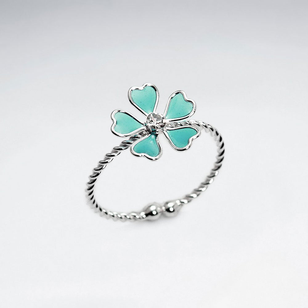 Open Ended Sterling Silver Enamel Flower Ring