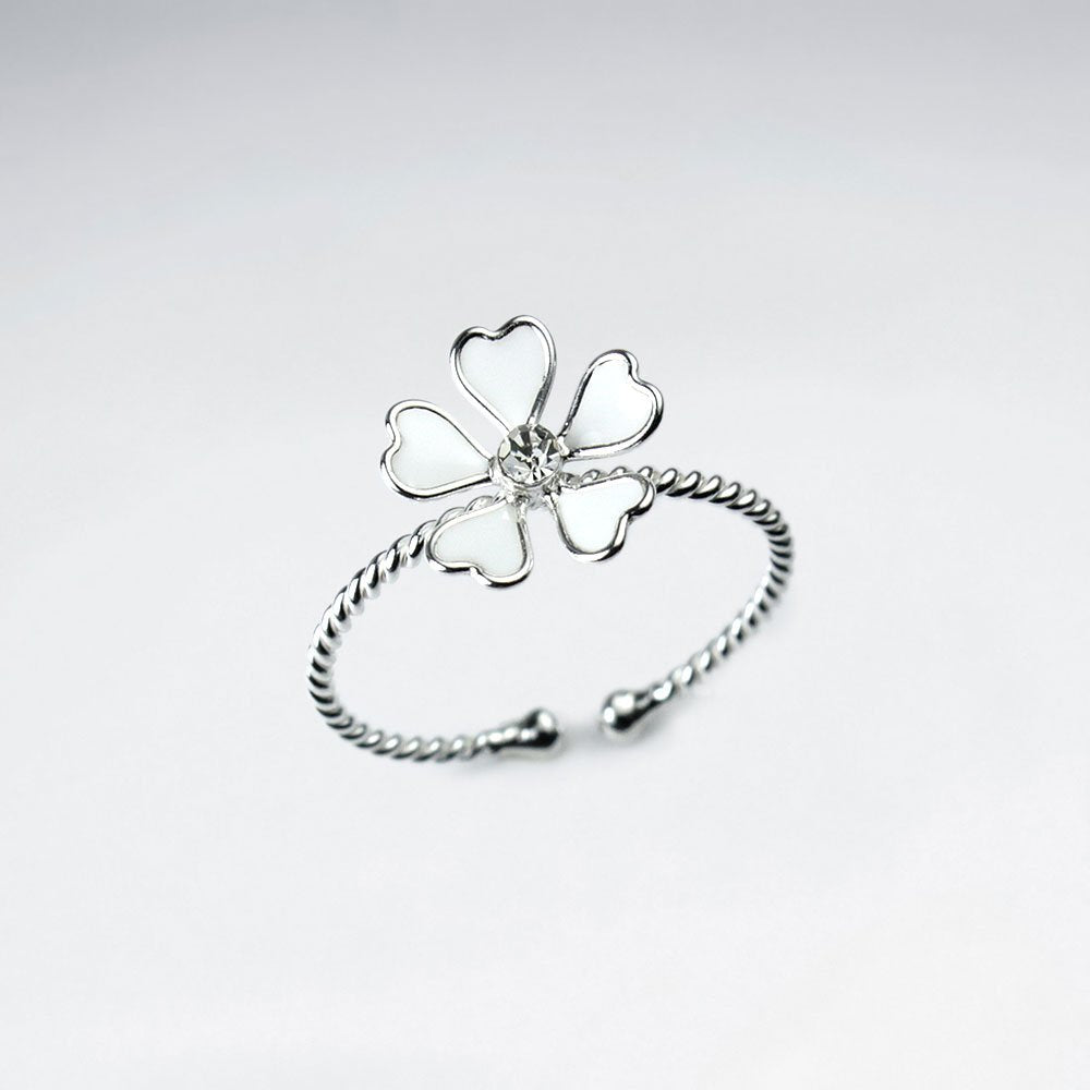 Open Ended Sterling Silver Enamel Flower Ring