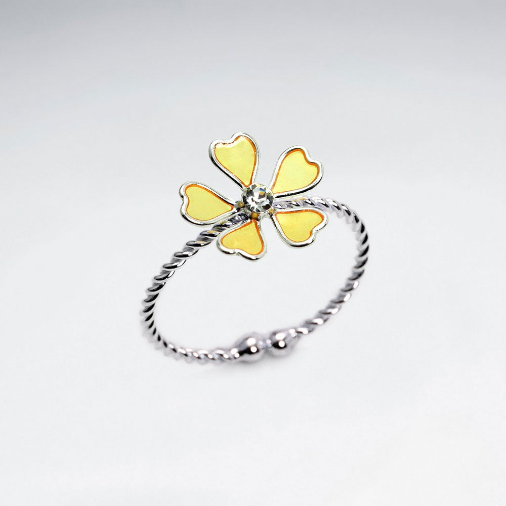 Open Ended Sterling Silver Enamel Flower Ring