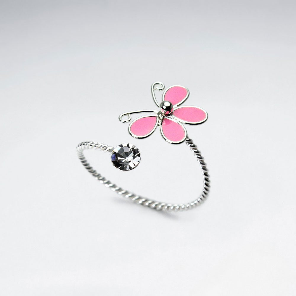 Wrap Style Sterling Silver Enamel Butterfly Ring