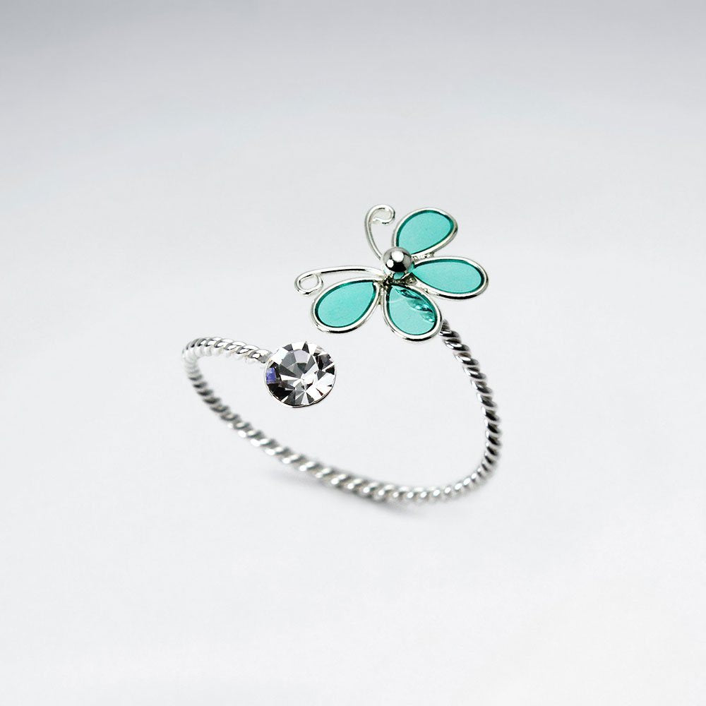 Wrap Style Sterling Silver Enamel Butterfly Ring