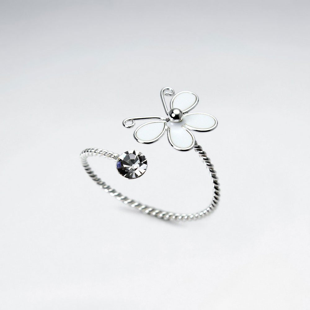 Wrap Style Sterling Silver Enamel Butterfly Ring