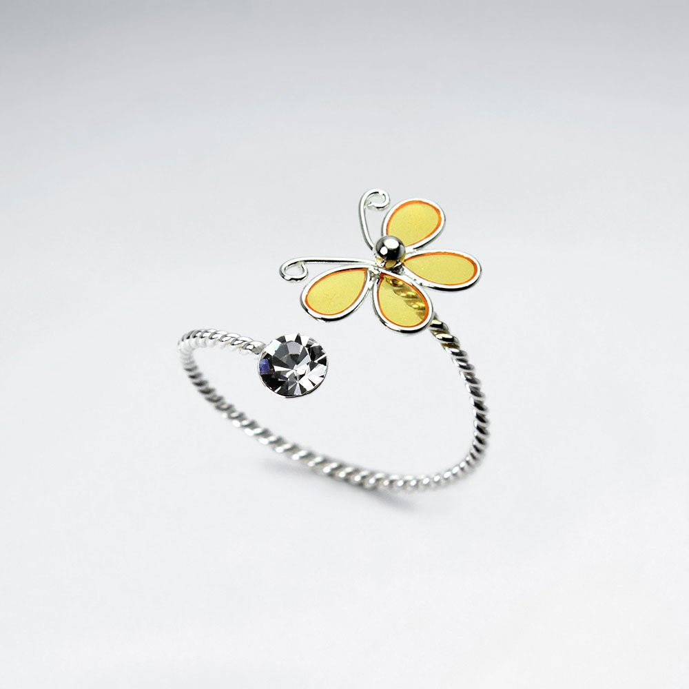 Wrap Style Sterling Silver Enamel Butterfly Ring