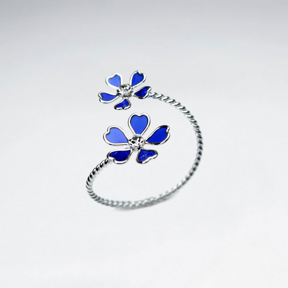 Duel Flowers Wrap Ring in Enamel and Sterling Silver