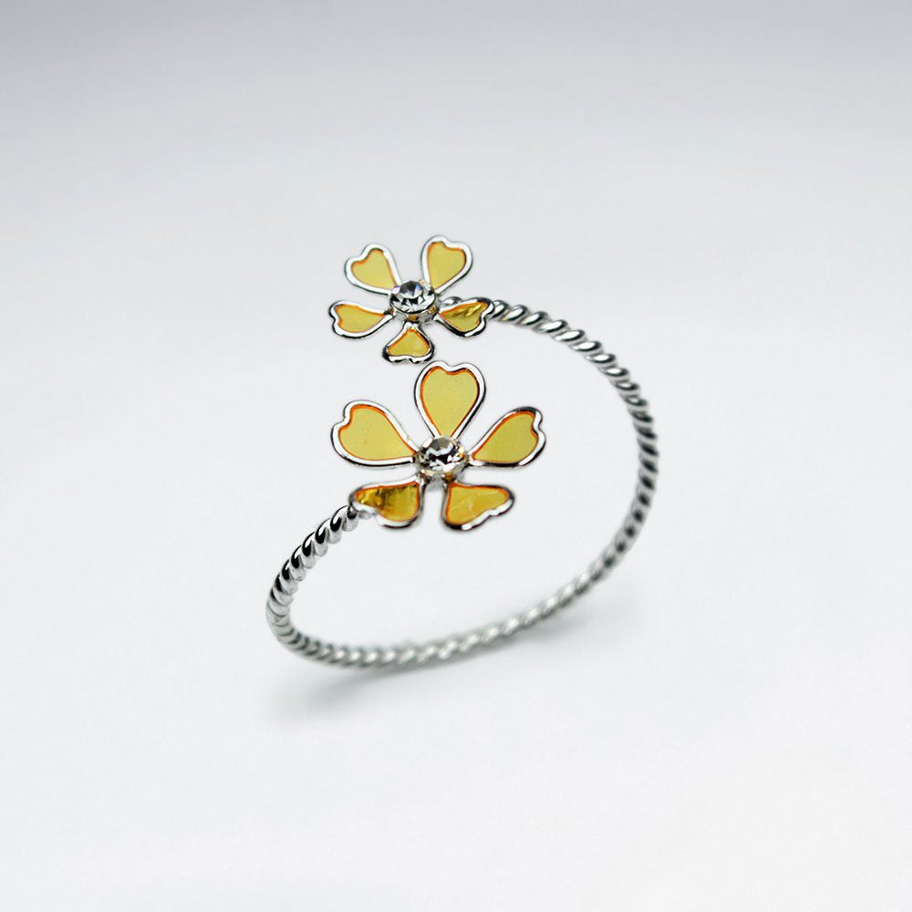 Duel Flowers Wrap Ring in Enamel and Sterling Silver
