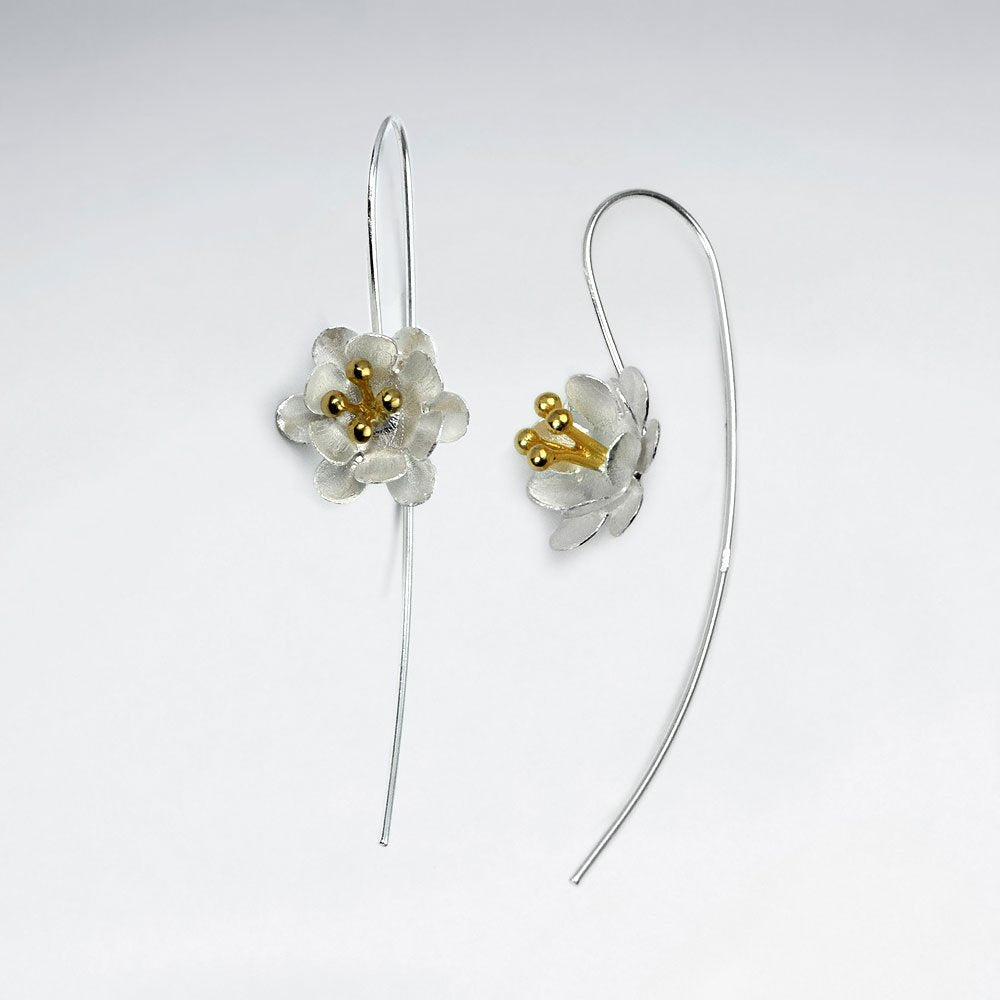 Nature's Timeless Beauty Duel Tones Flower Threader Earrings