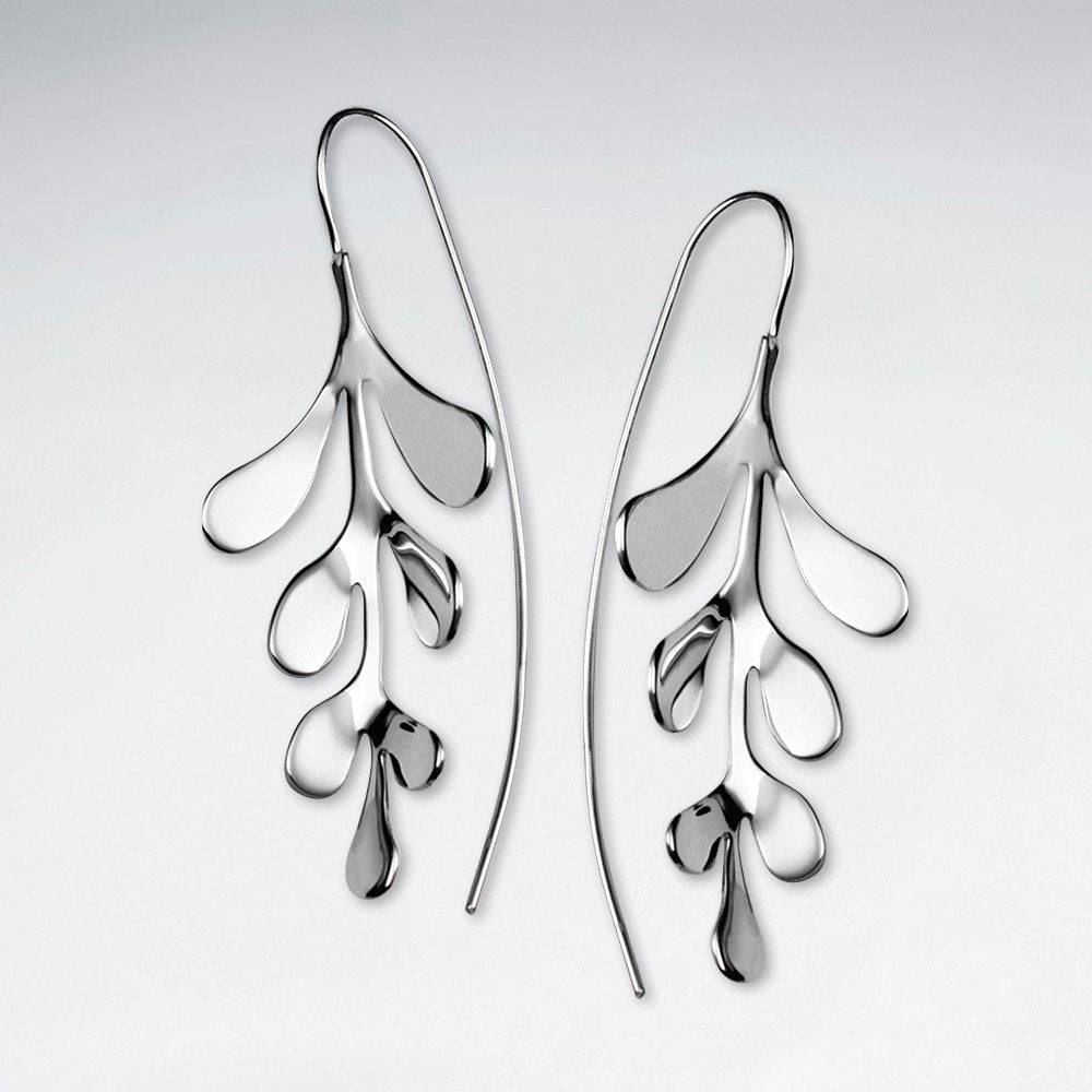 Polished Sterling Silver Leaf Earrings