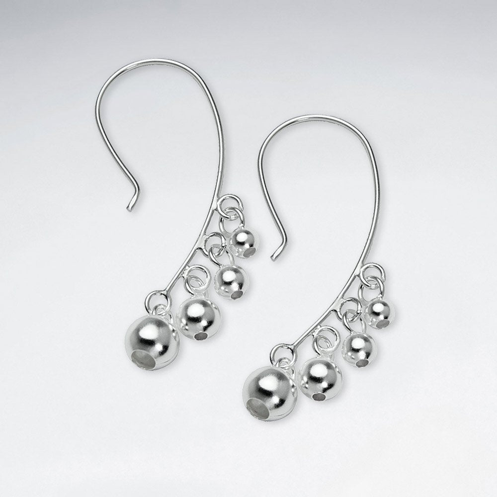 Spheres Cascade Circle Charms Earrings in Sterling Silver