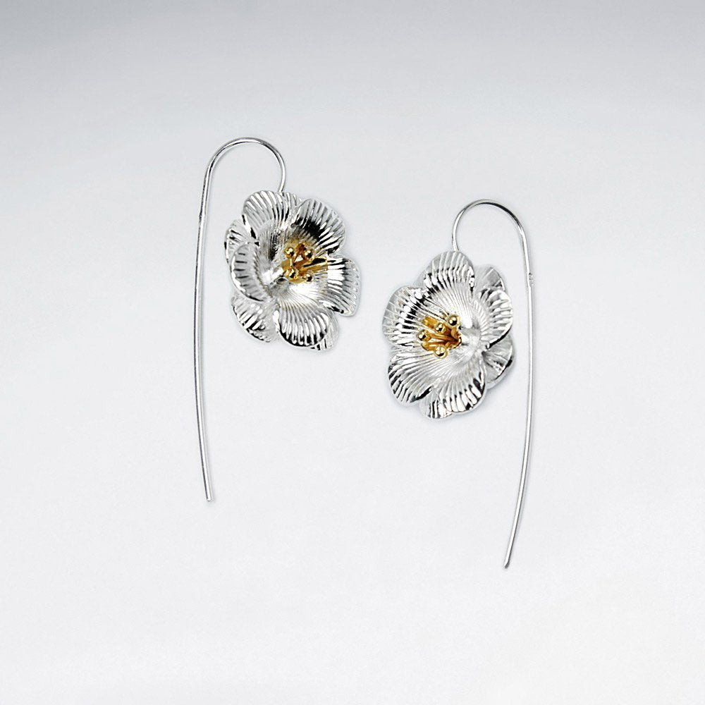 Marvelous Duel Toned Flower Earrings in Sterling Silver