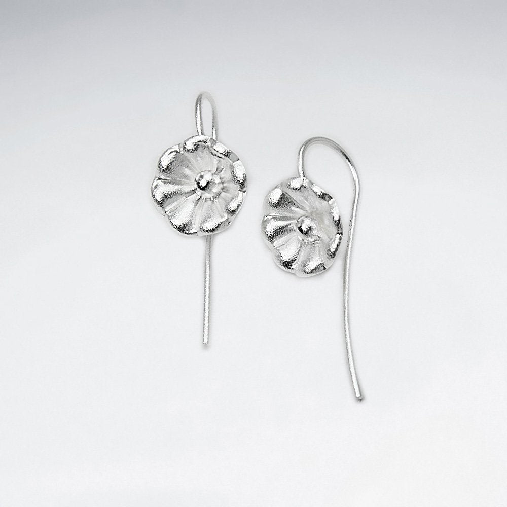 Polished Sterling Silver Dainty Flower Earrings