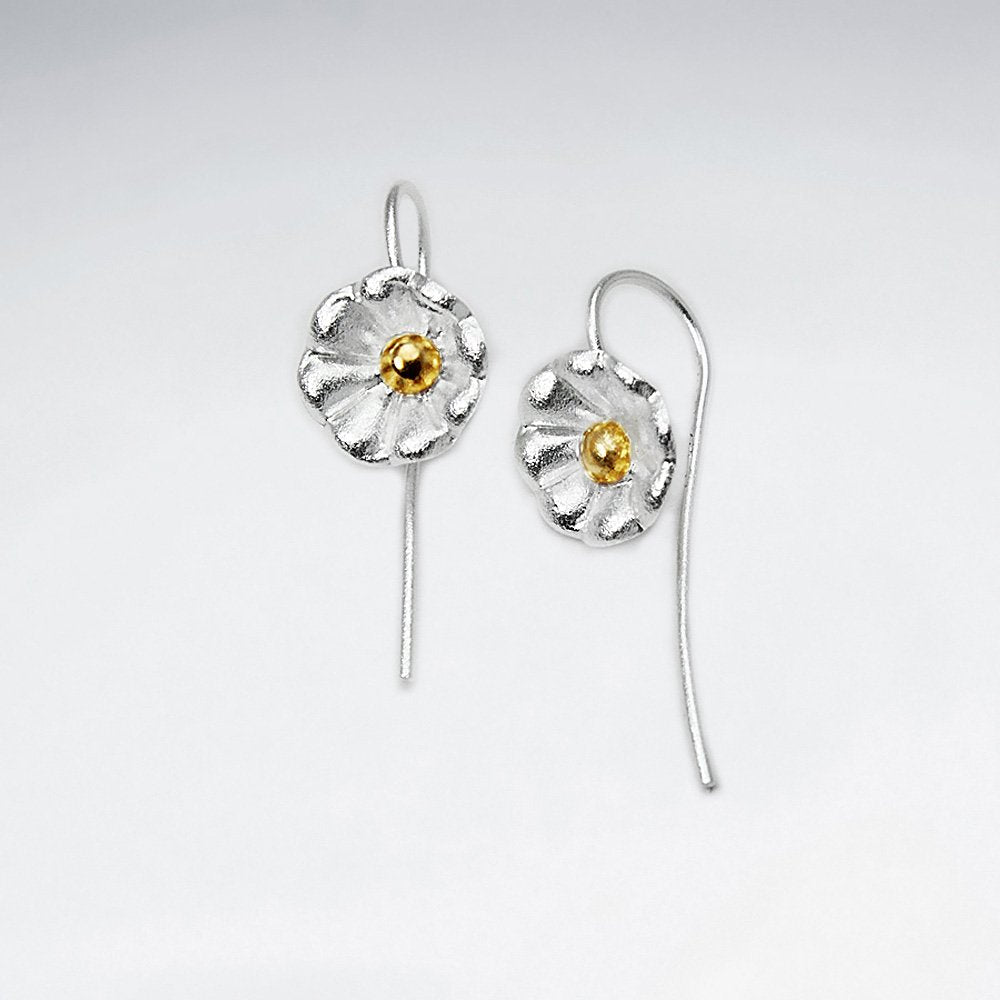 Polished Sterling Silver Dainty Flower Earrings