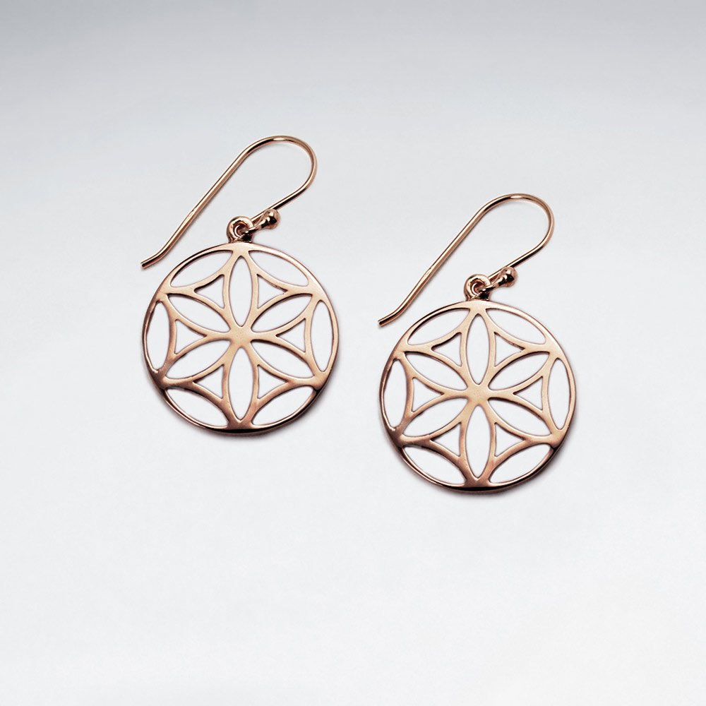 Silver Dollar Flower Circle Earrings in Sterling Silver
