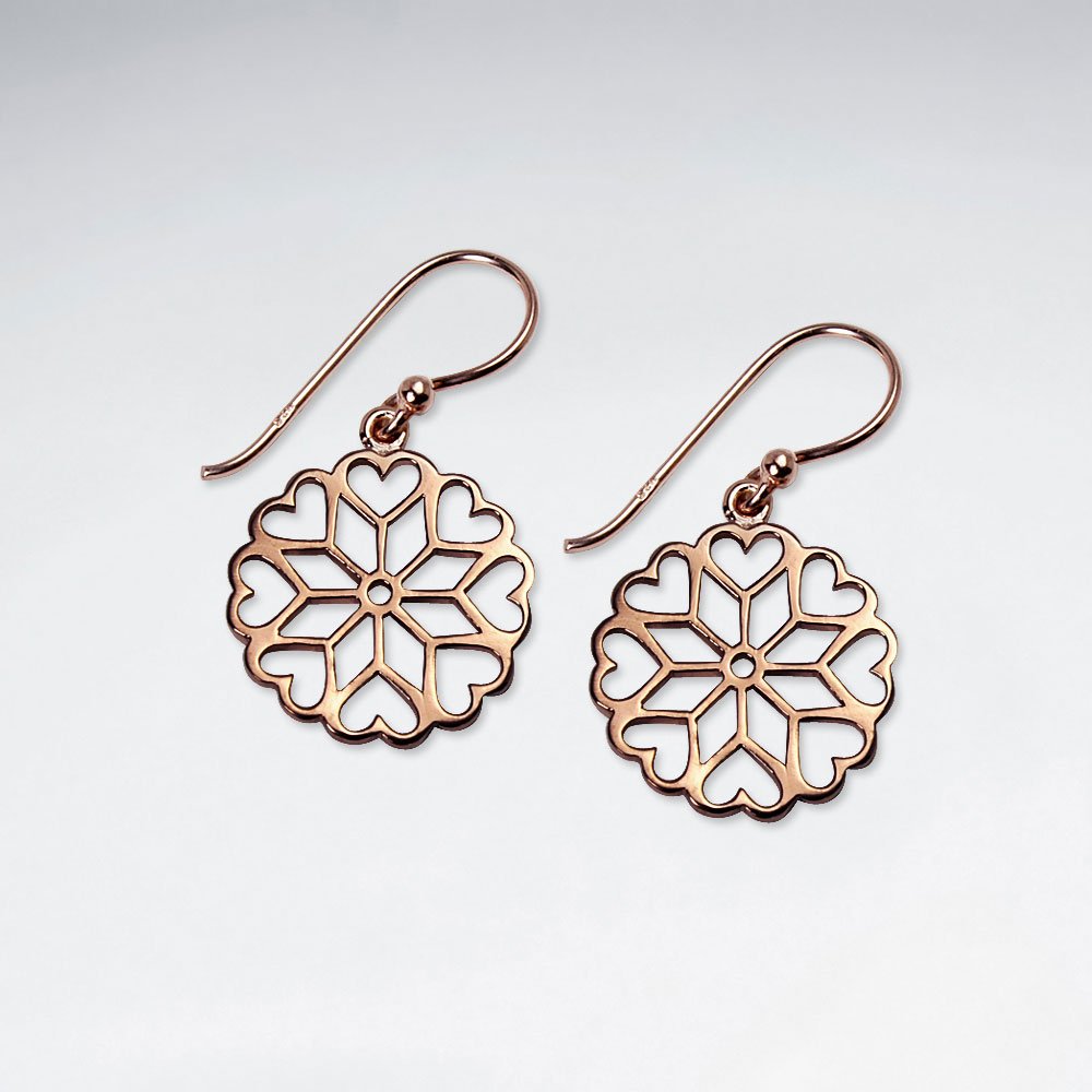 Snowflake Inspired Hearts Filigree Circle Earrings