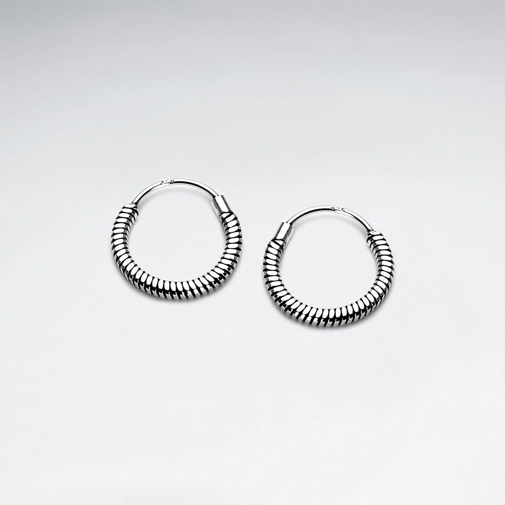 Spring Coil Sterling Silver U- Hoop Earrings