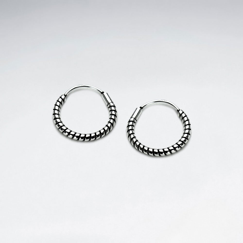 Rope Twist Sterling Silver U- Hoop Earrings