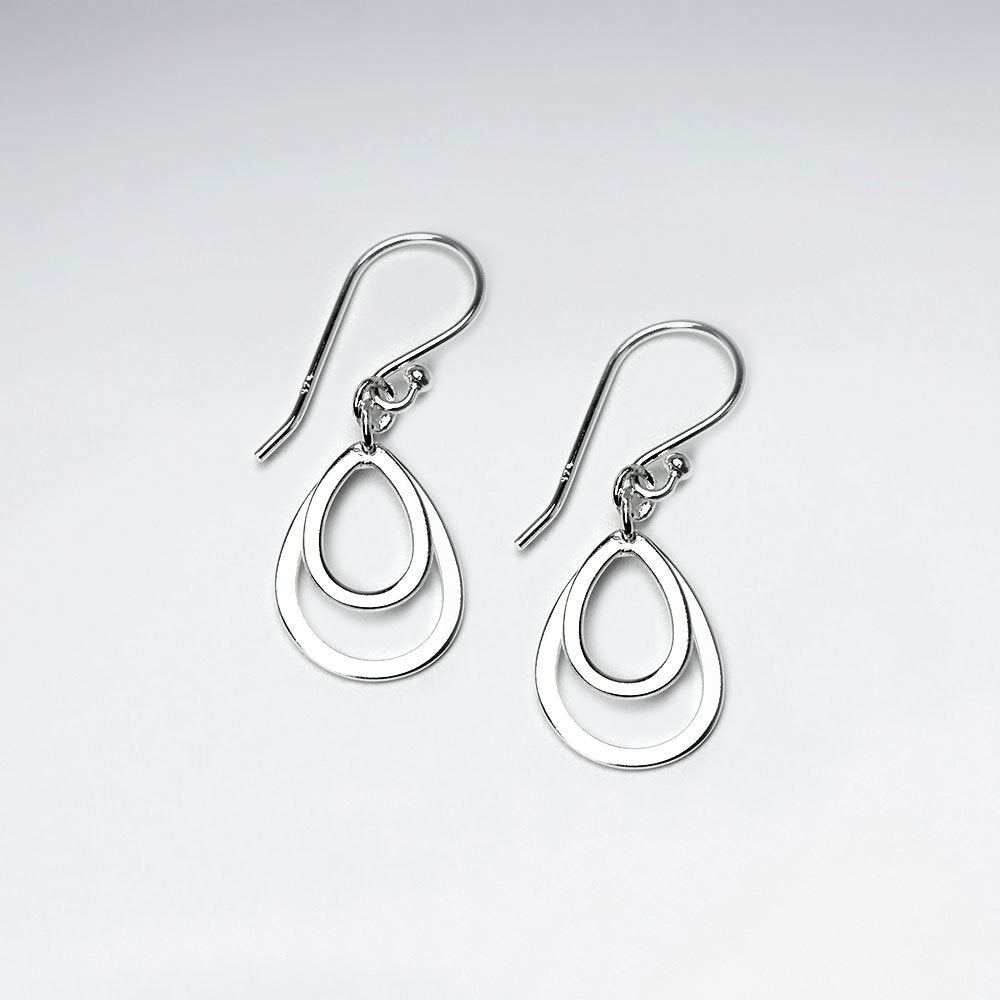 Double Teardrop Openwork Dangle Earrings in Sterling Silver