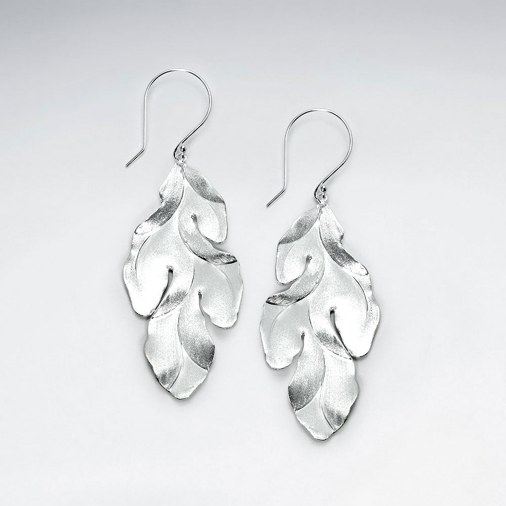 Organic Leaf Silhouette Sterling Silver Earrings