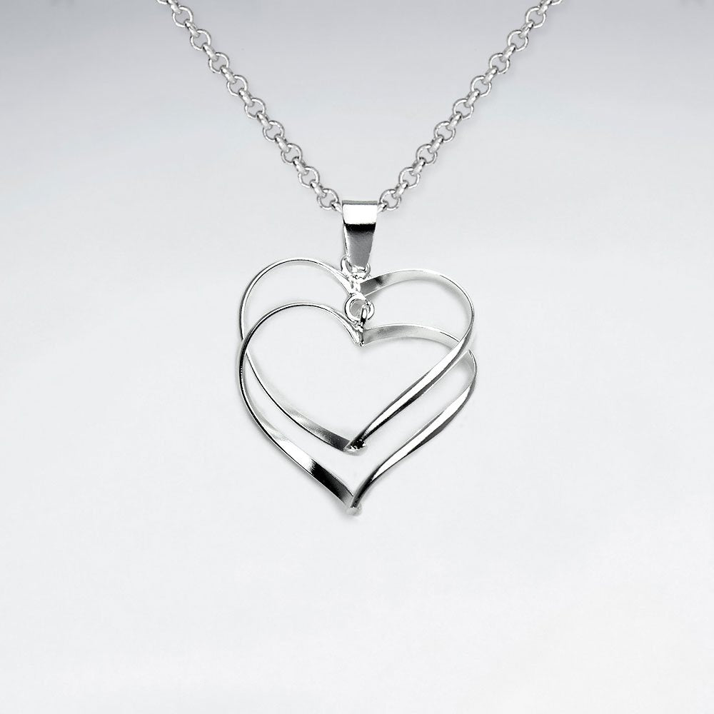 Linked Open Hearts Sterling Silver Pendant
