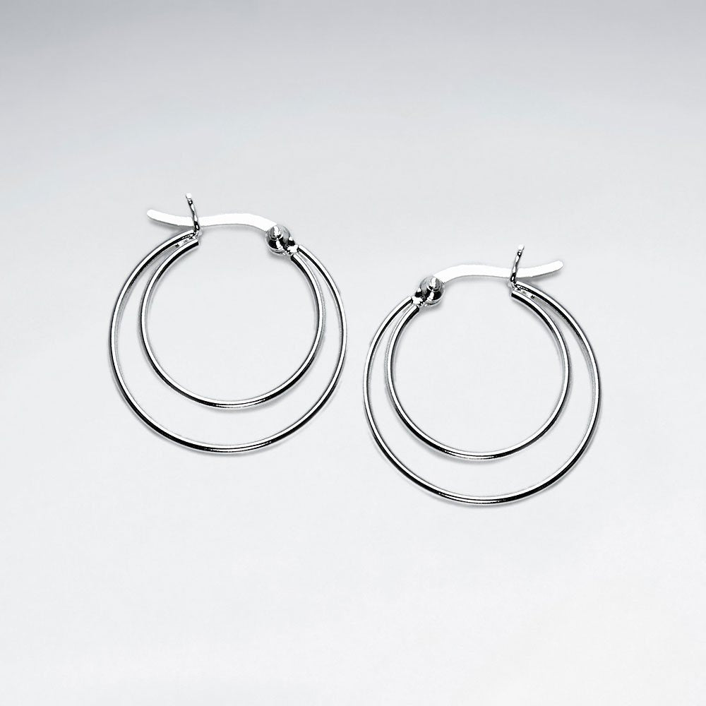 Double Hoop Sterling Silver Earrings