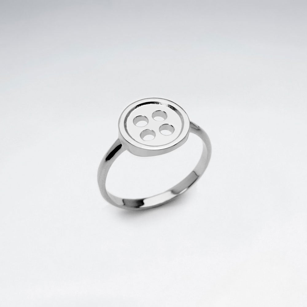 Sterling Silver Polished Button Ring
