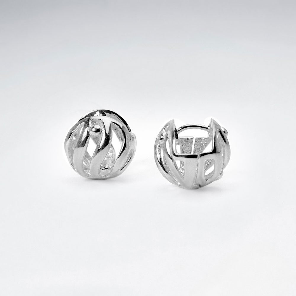 Ornamental Openwork Orb Earrings in Sterling Silver
