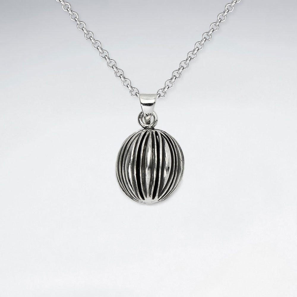 Sterling Silver Ornamental Texture Circle Pendant