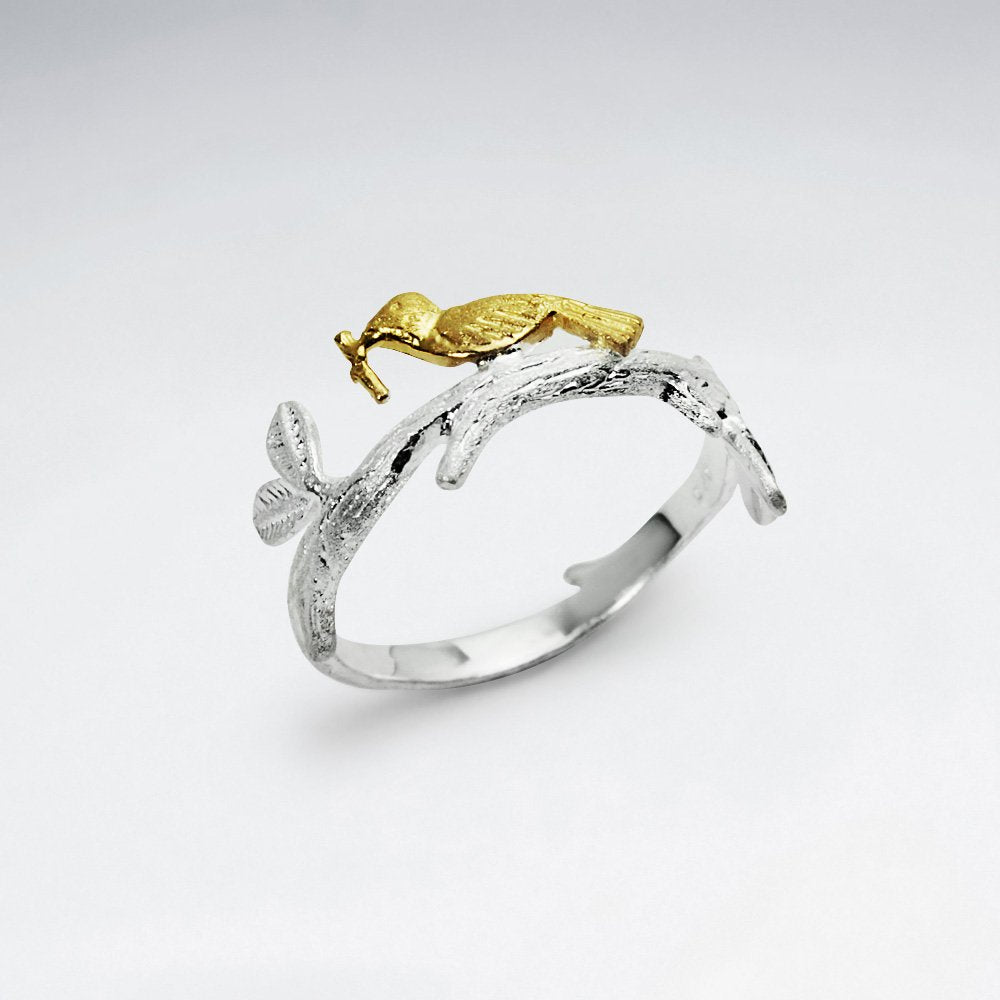 Bird on a Branch Sterling Silver Ring