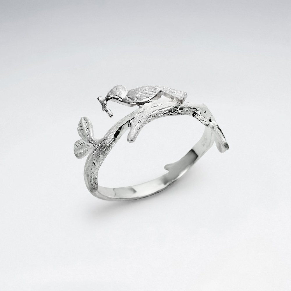 Bird on a Branch Sterling Silver Ring