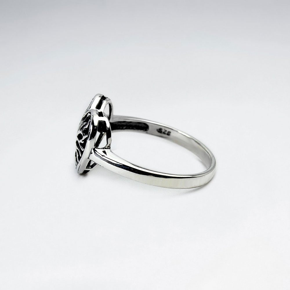 Tree of Life Heart Ring in Sterling Silver