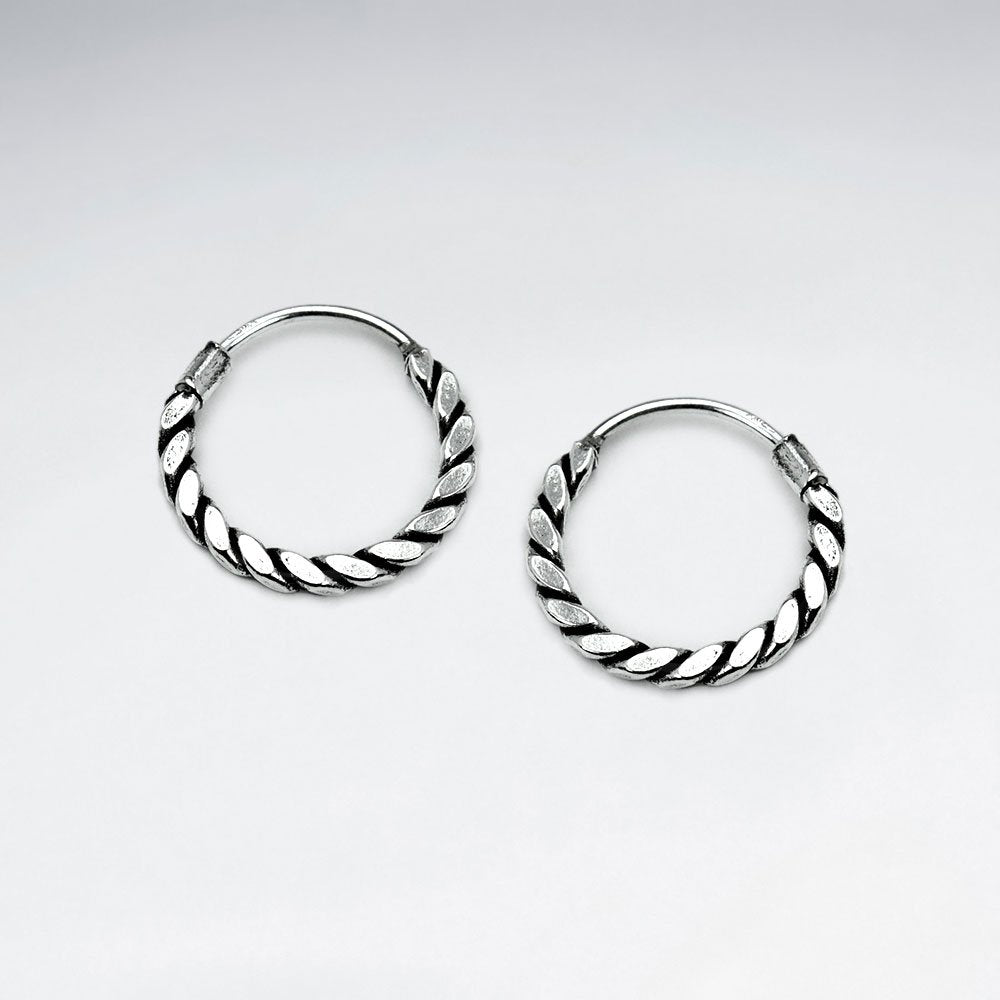 Sterling Silver U-Hoop Twist Earrings
