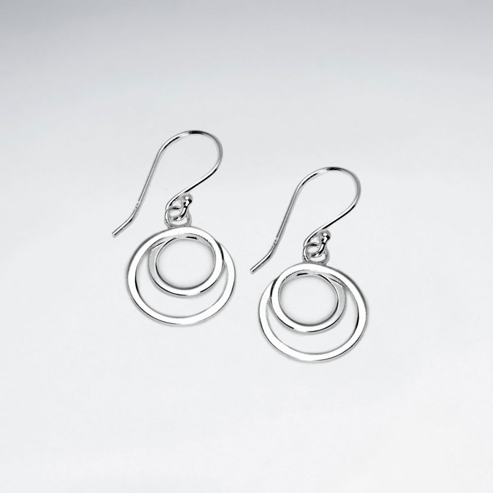 Petite Circle-in-Circle Sterling Silver Earrings