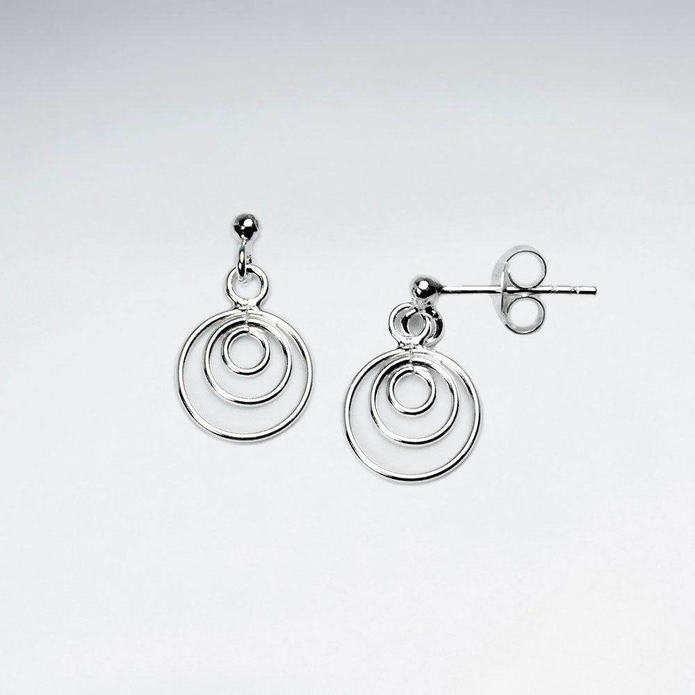 Sterling Silver Stud Drop Circle Earrings