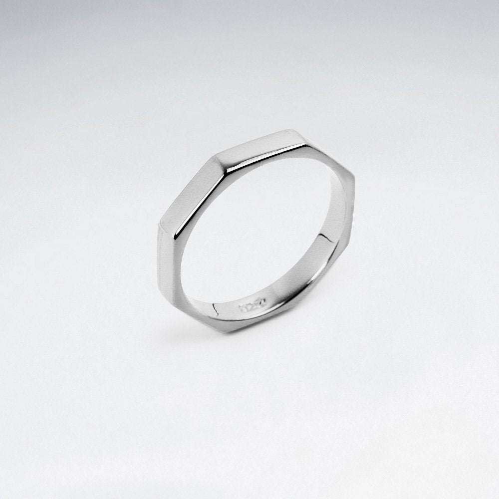 Octagonal Sterling Silver Band Ring