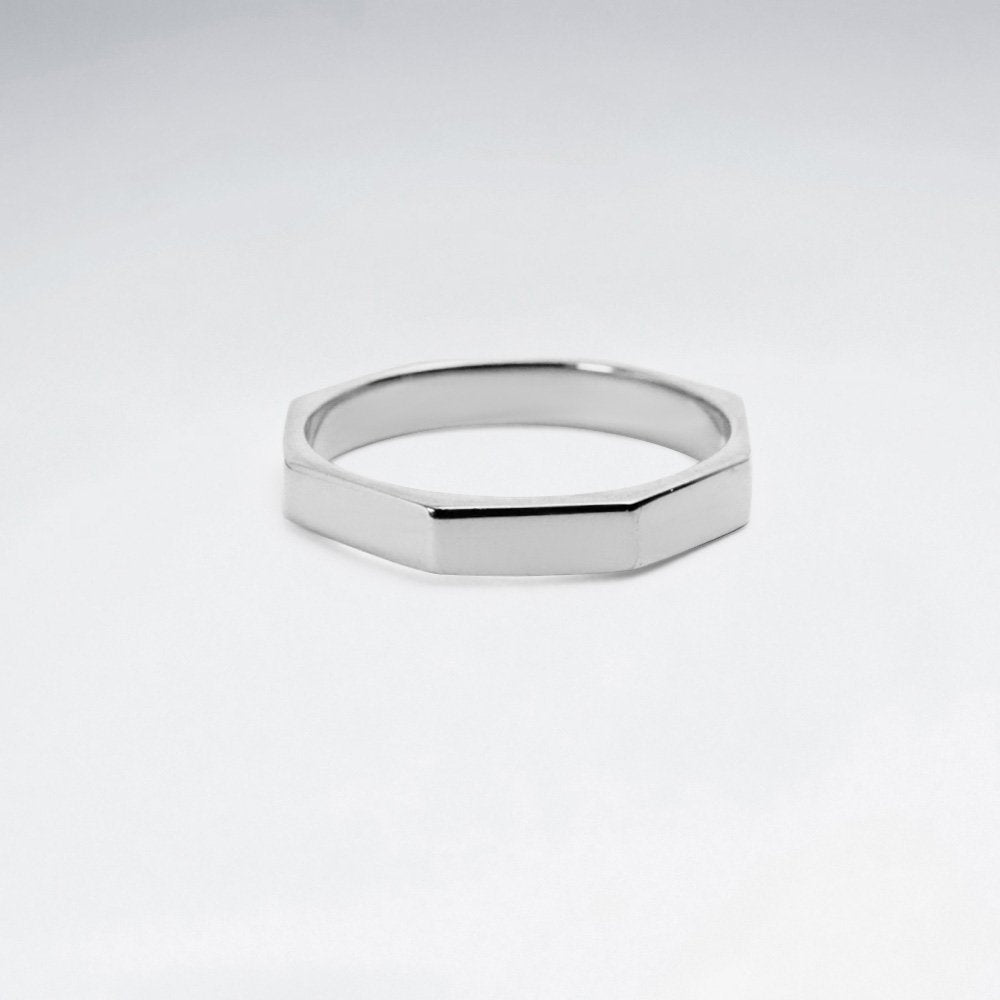 Octagonal Sterling Silver Band Ring