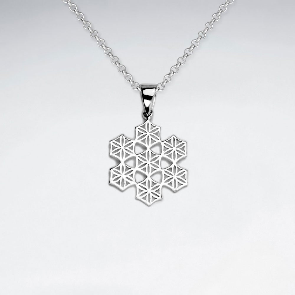 Sterling Silver Filigree Snowflake Silhouette Pendant
