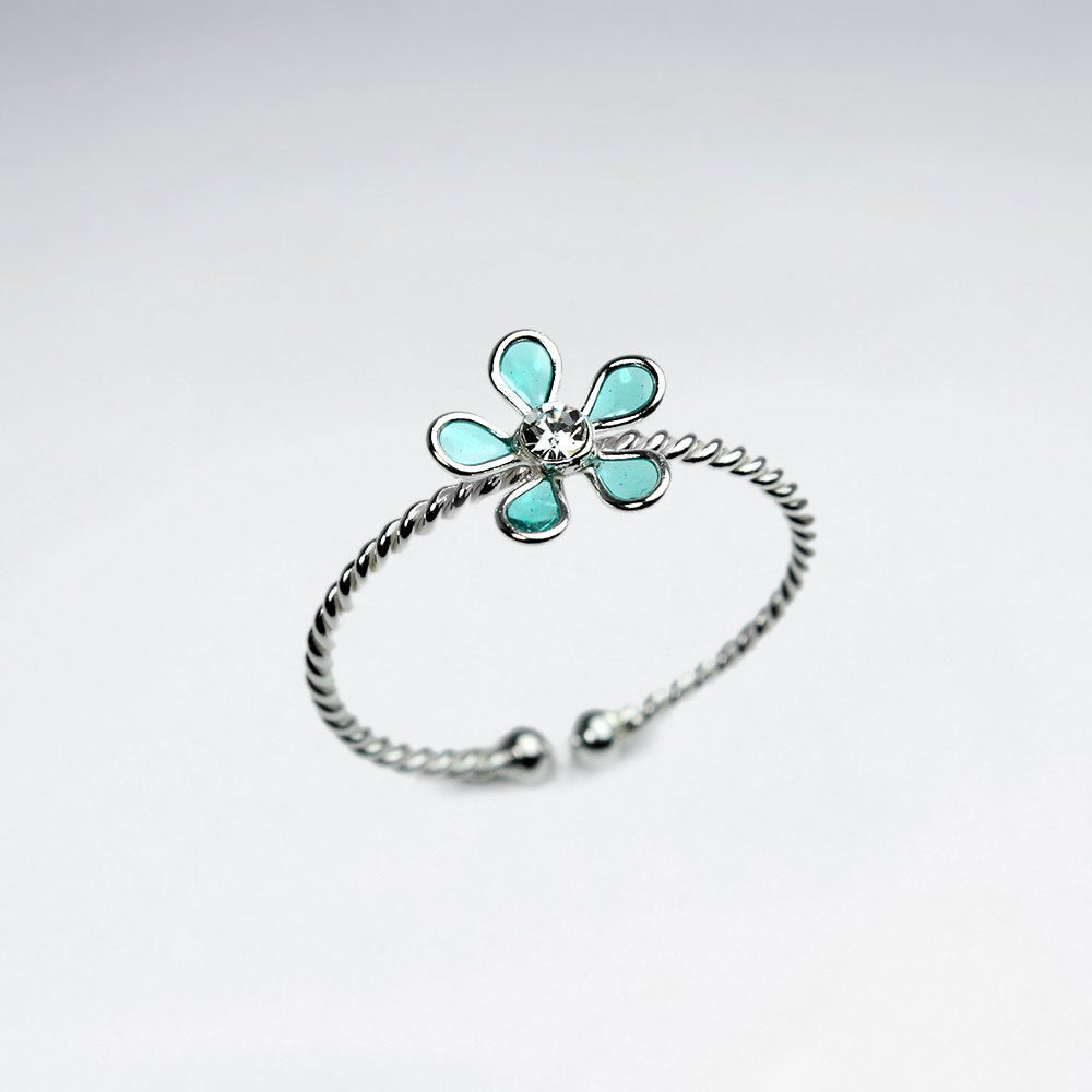 Five Point Enameled Sterling Silver Twist Ring