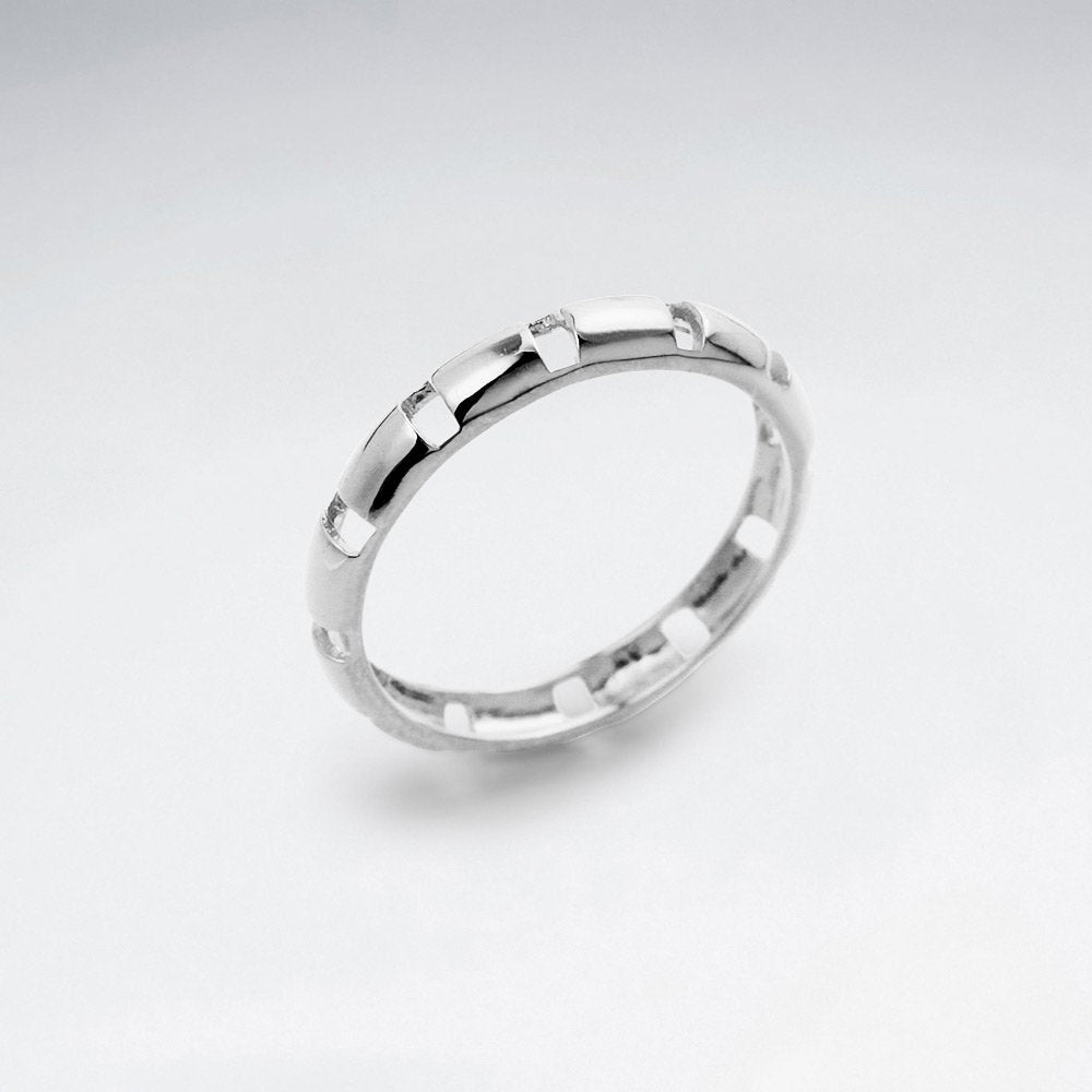 Sterling Silver Notched Band Ring